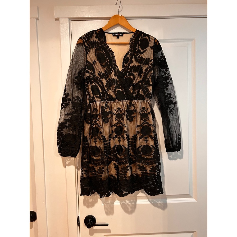 EillyBazar Babydoll Lace Overlay‎ Dress Women's Large Whimsigoth Dark Romantic